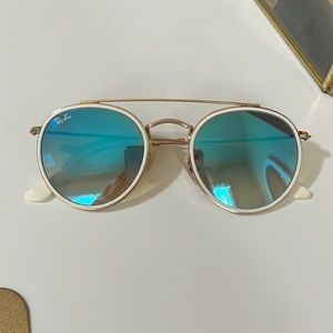 Raybans- gold frame & blue lens